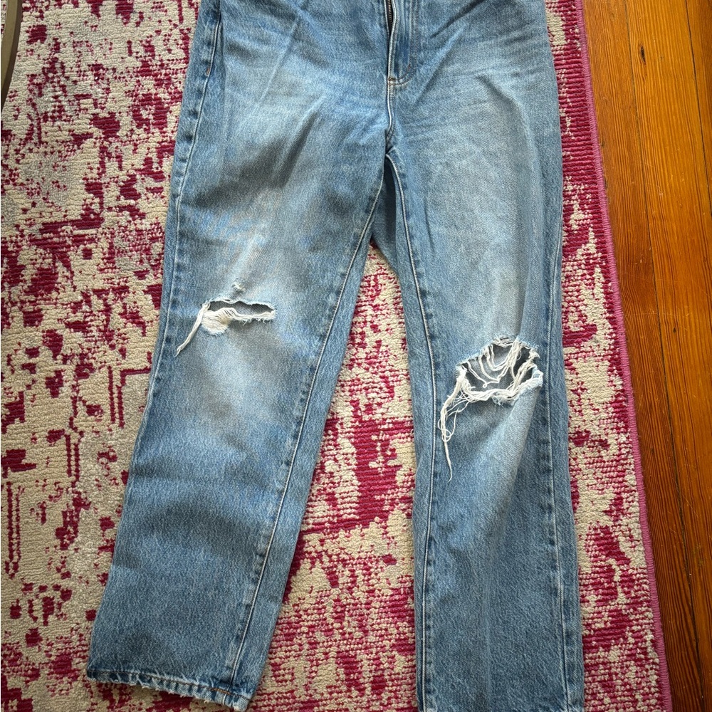 Garage Blue Straight Distressed Jeans